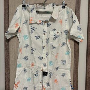 NEW WITH TAGS RIP CURL PARADISE BOYS SHORT SLEEVE SHIRT WHITE SIZE 16